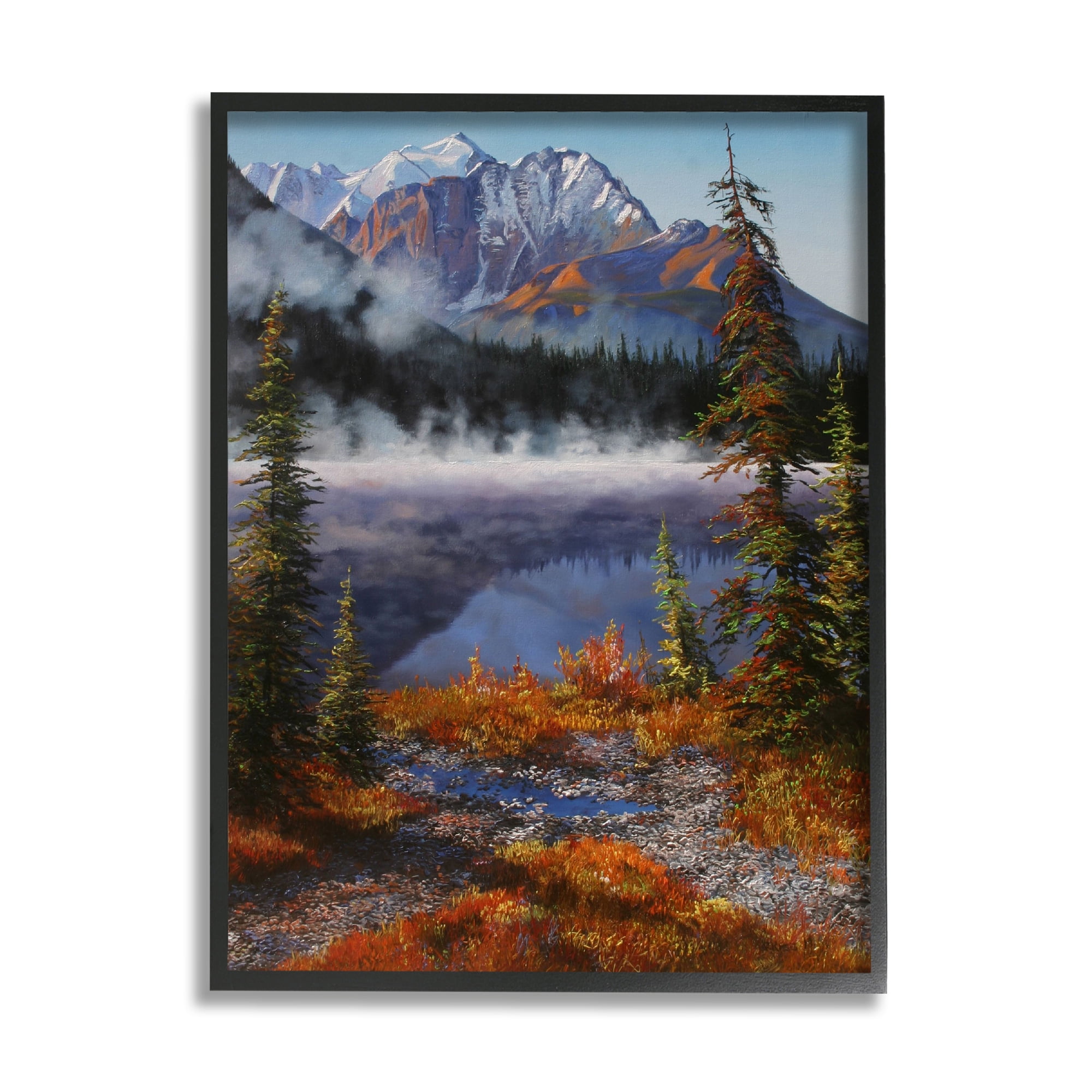 Stupell Industries Autumn Mountain Scenery Nature Painting Black Framed Art Print Wall Art, 24 x 30