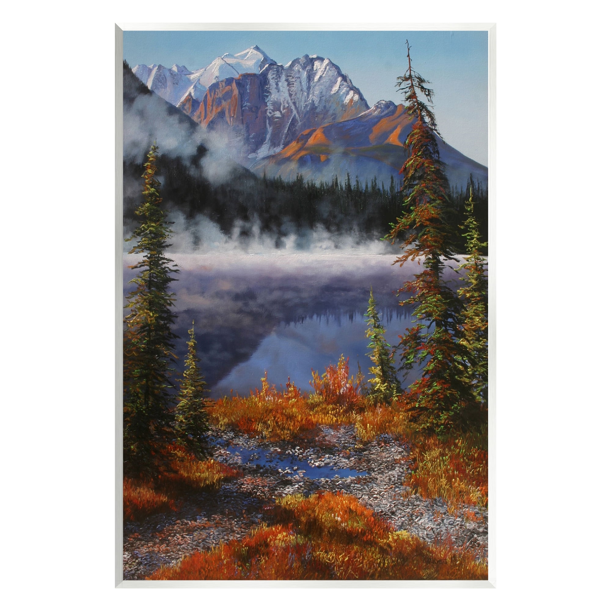 Stupell Industries Autumn Mountain Scenery Nature Painting Unframed Art Print Wall Art, 13 x 19