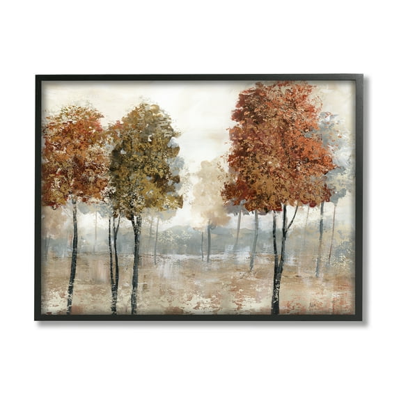 Stupell Industries Autumn Orchard Tree Landscape Vintage Country Meadow Landscape Painting Black Framed Art Print Wall Art, 16 x 20