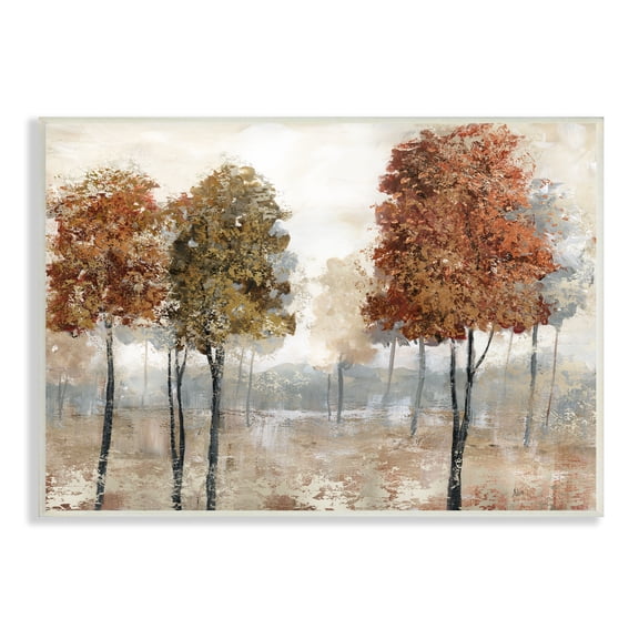 Stupell Industries Autumn Orchard Tree Landscape Vintage Country Meadow Landscape Painting Unframed Art Print Wall Art, 13 x 19