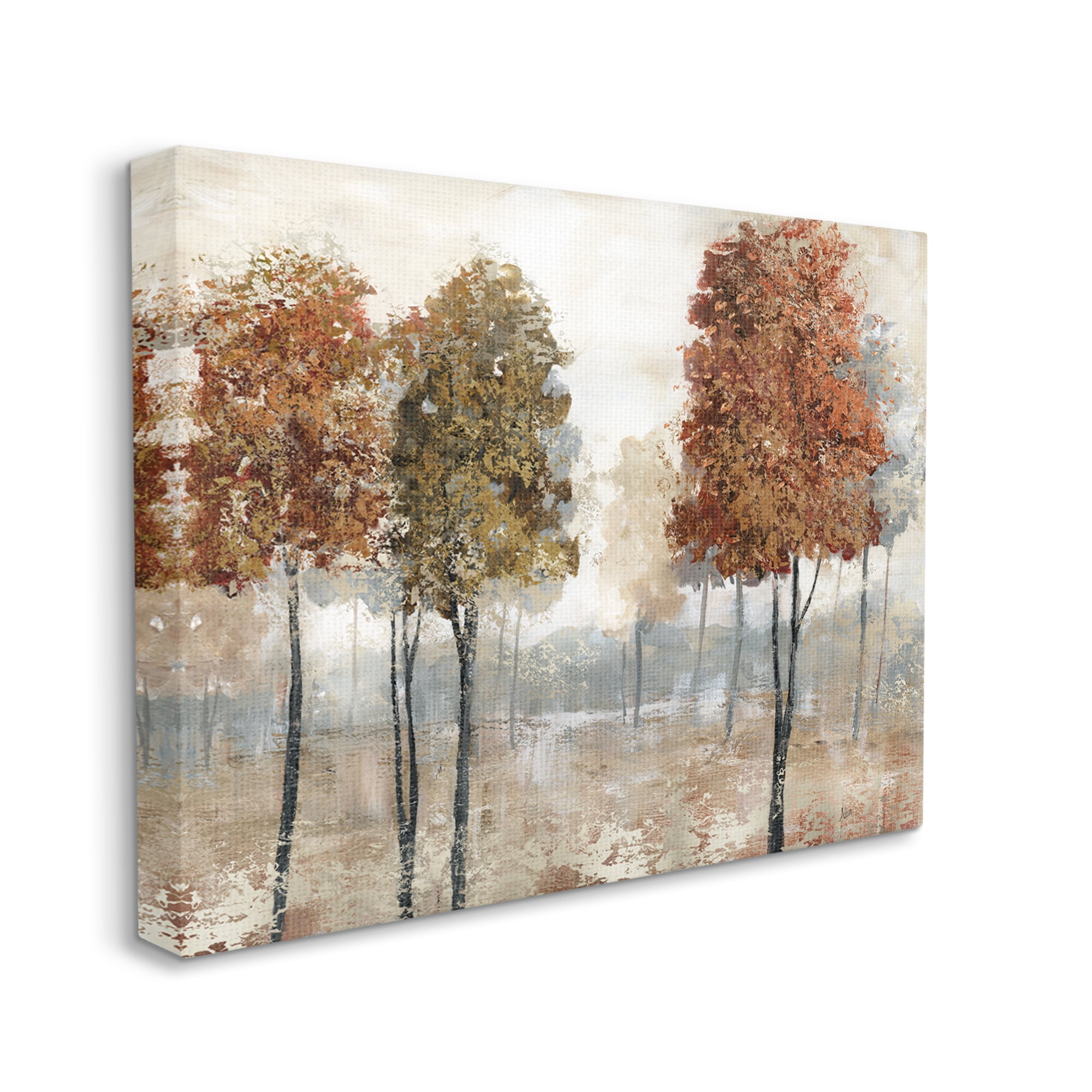 Stupell Industries Autumn Orchard Tree Landscape Vintage Country Meadow Paintings Gallery-Wrapped Canvas Print Wall Art, 30x40, by Nan