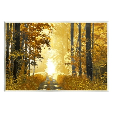 Stupell Industries Autumn Path Landscape Nature Painting Unframed Art Print Wall Art, 15 x 10