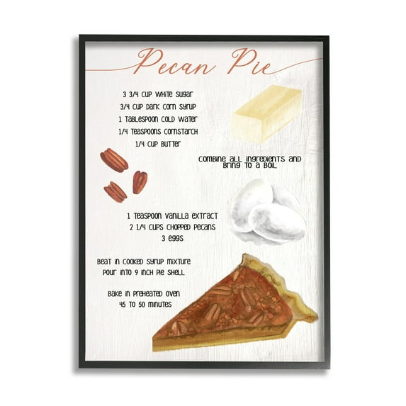 Stupell Industries Autumn Pecan Pie Farmhouse Dessert Recipe Black Framed, 24 x 30, Design by Daphne Polselli