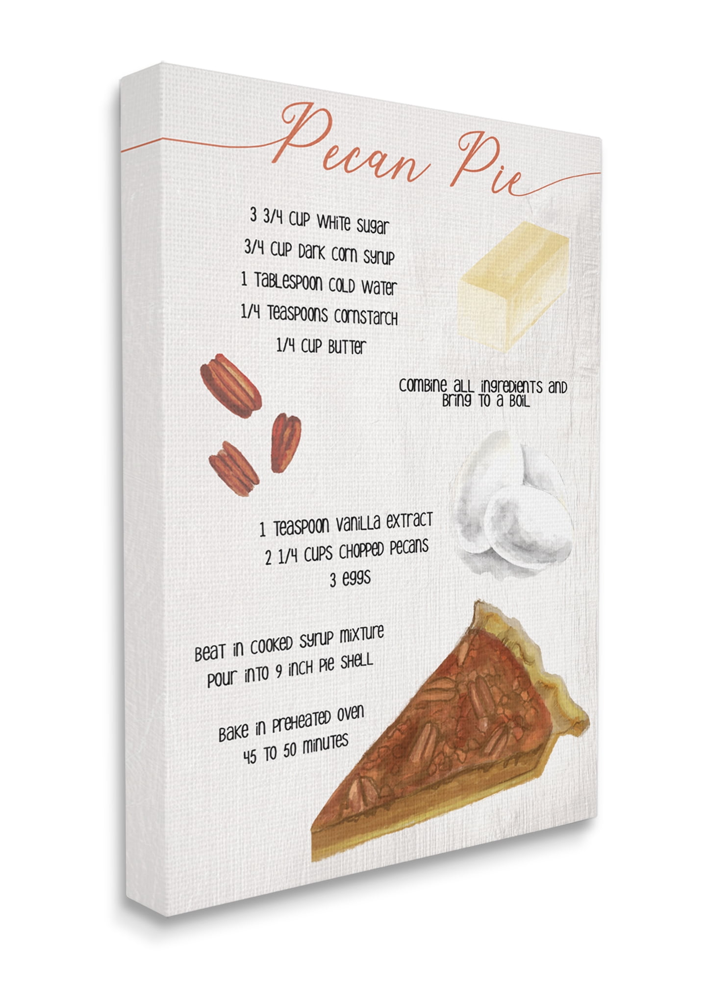 Stupell Industries Autumn Pecan Pie Farmhouse Dessert Recipe Canvas Wall Art, 24 x 30, Design by Daphne Polselli