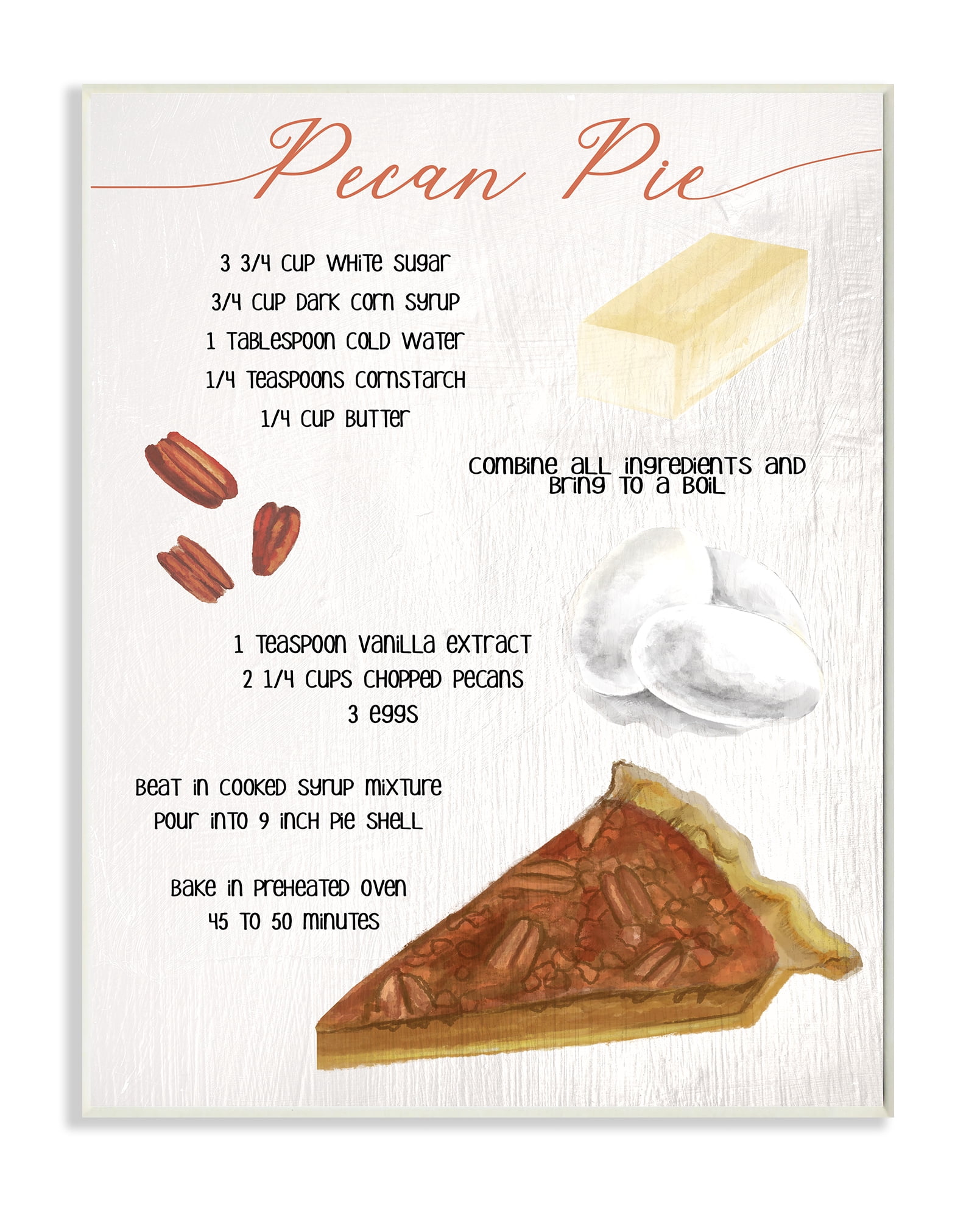 Stupell Industries Autumn Pecan Pie Farmhouse Dessert Recipe Wall Plaque, 10 x 15, Design by Daphne Polselli