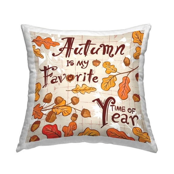 Stupell Industries Autumn Phrase & Foliage Decorative Printed Throw Pillow, 18 x 18