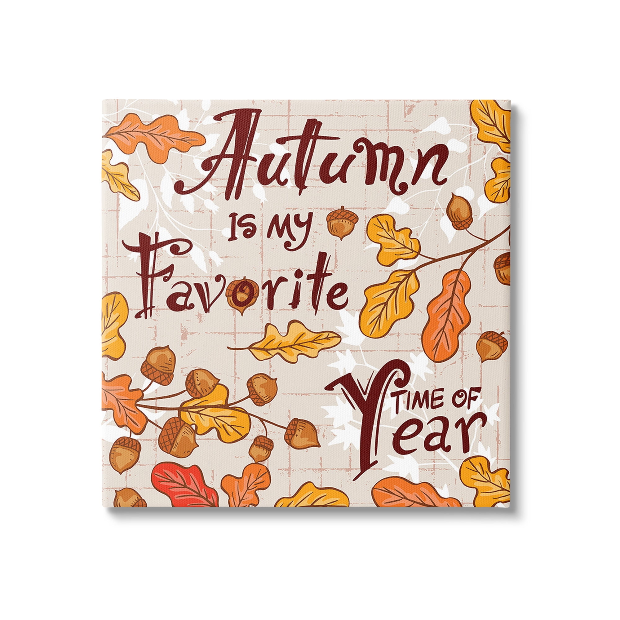 Stupell Industries Autumn Phrase with Leaves Holiday Painting Gallery Wrapped Canvas Art Print Wall Art, 30 x 30