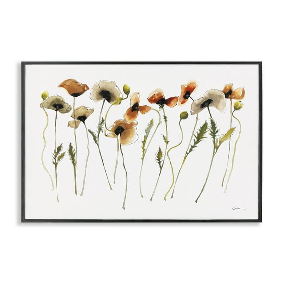 Stupell Industries Autumn Poppy Sprigs Botanical & Floral Painting Black Framed Art Print Wall Art, 30 x 20