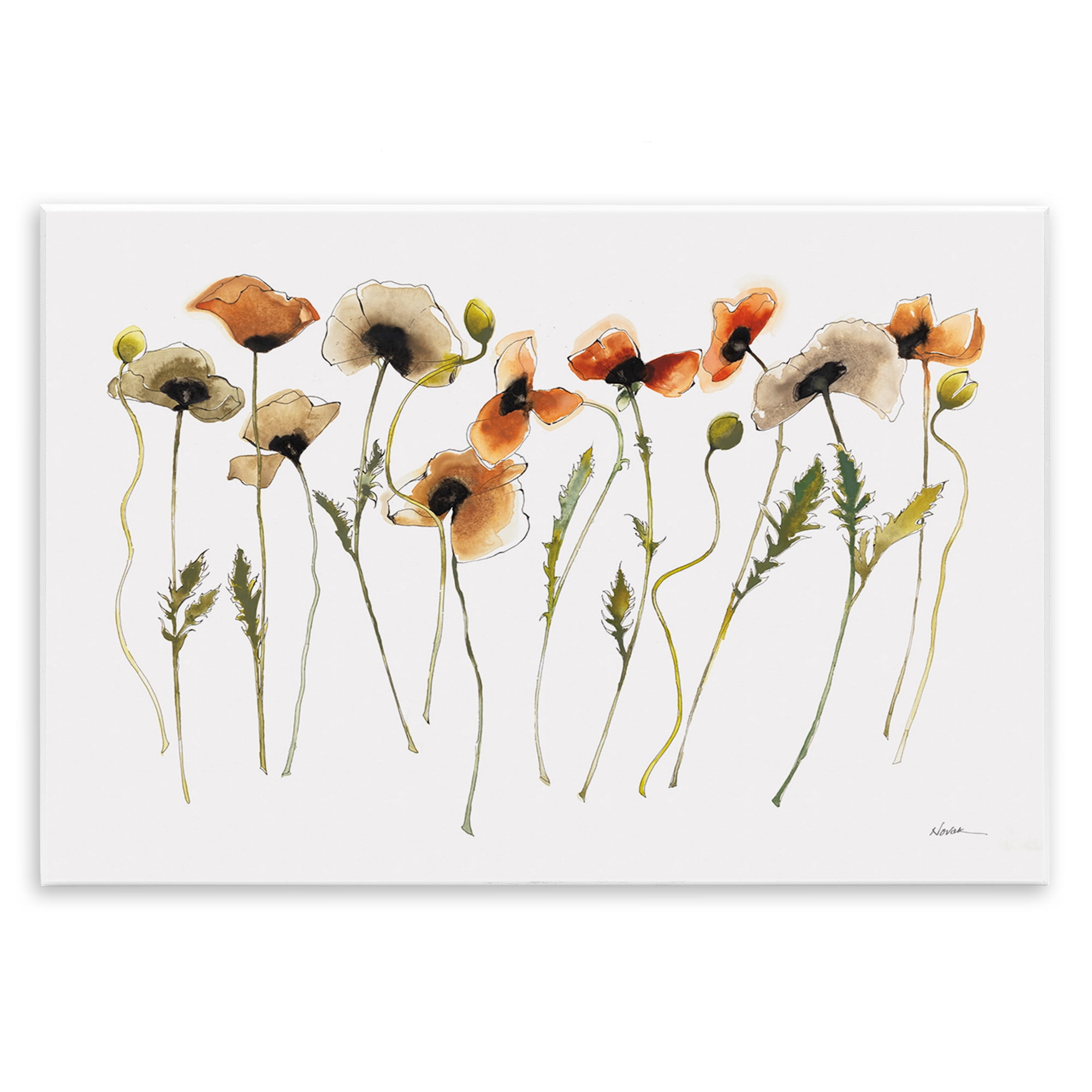Stupell Industries Autumn Poppy Sprigs Botanical & Floral Painting Unframed Art Print Wall Art, 15 x 10