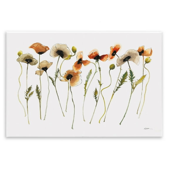 Stupell Industries Autumn Poppy Sprigs Botanical & Floral Painting Unframed Art Print Wall Art, 15 x 10