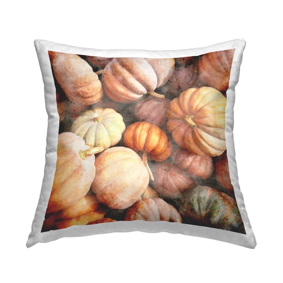 Stupell Industries Autumn Pumpkin Harvest Square Decorative Printed Throw Pillow, 18 x 18