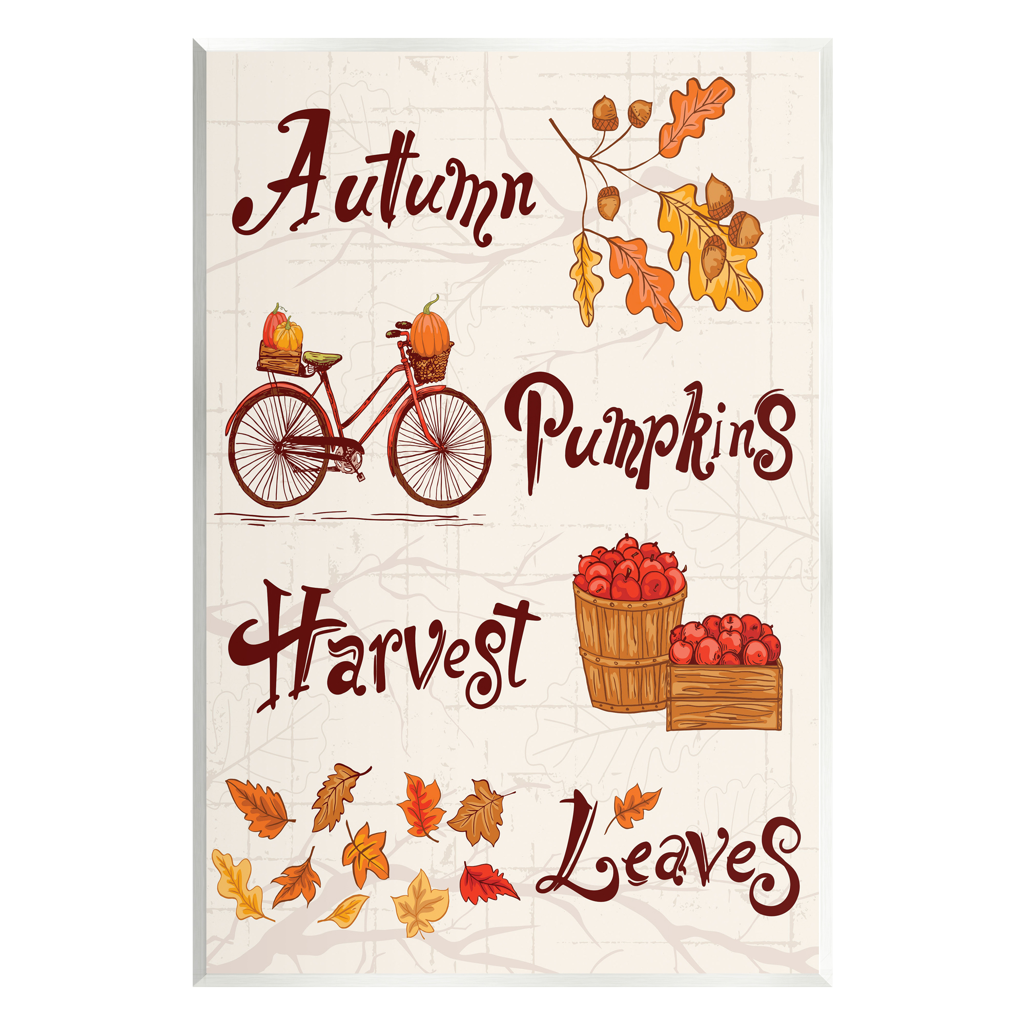 Stupell Industries Autumn Pumpkins Harvest Leaves Botanical & Floral Painting Unframed Art Print Wall Art, 13 x 19