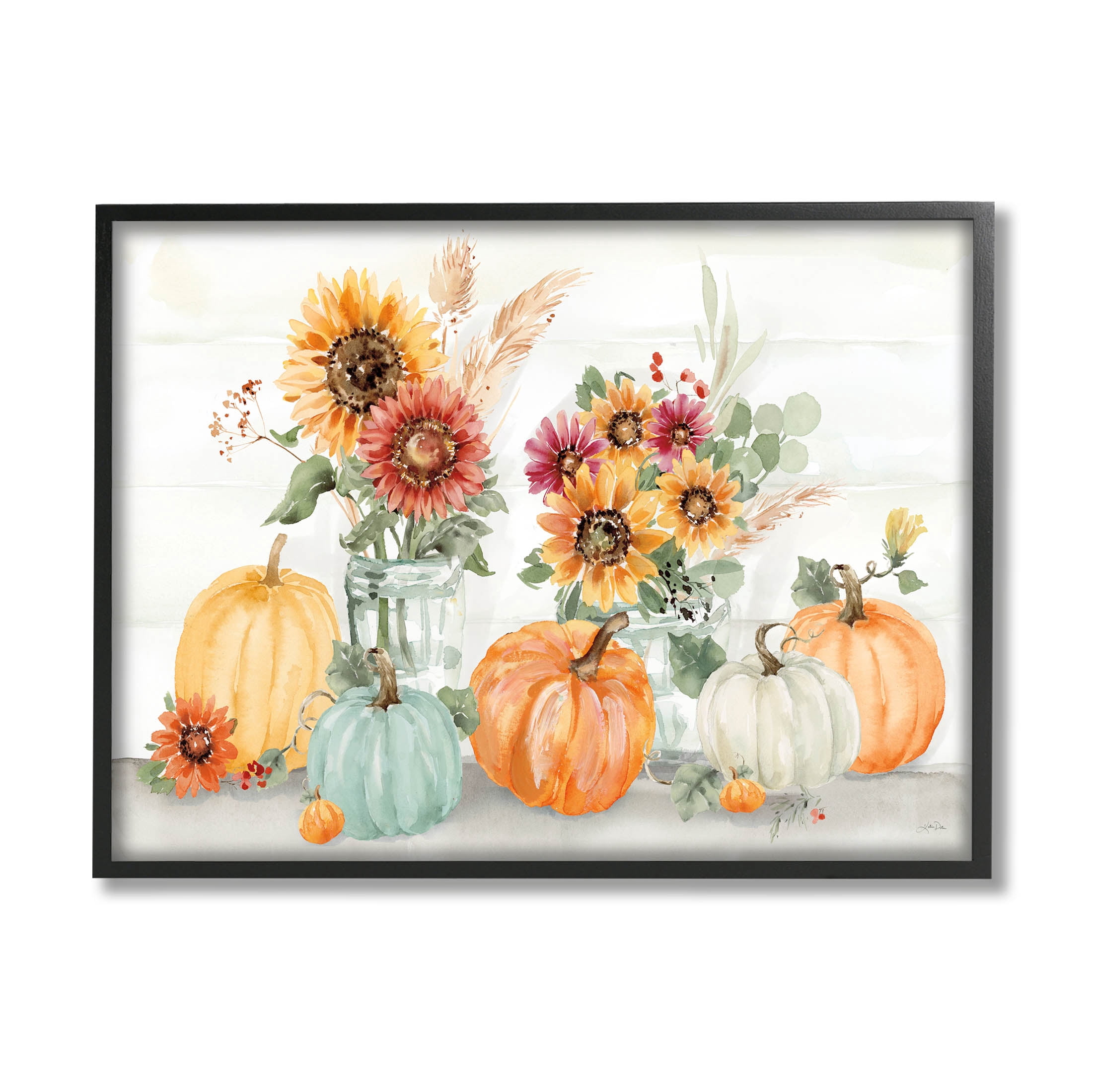 Stupell Industries Autumn Ramble Country Bouquets Graphic Art Black Framed Art Print Wall Art, Design by Katrina Pete