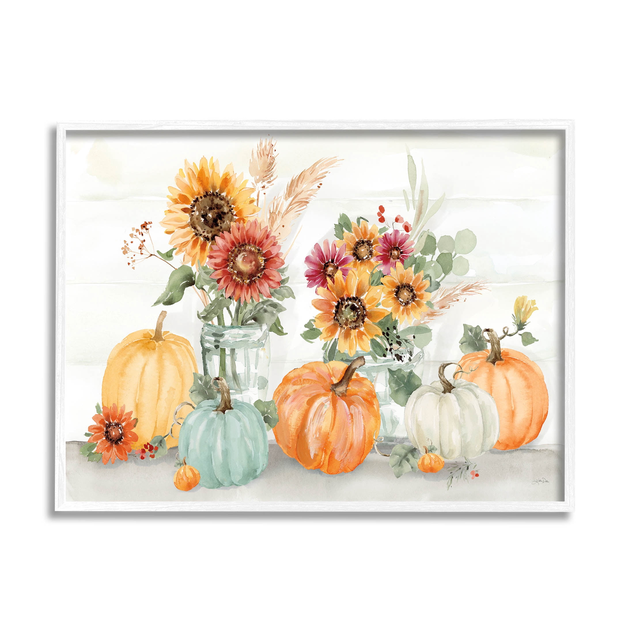 Stupell Industries Autumn Ramble Country Bouquets Graphic Art White Framed Art Print Wall Art, Design by Katrina Pete