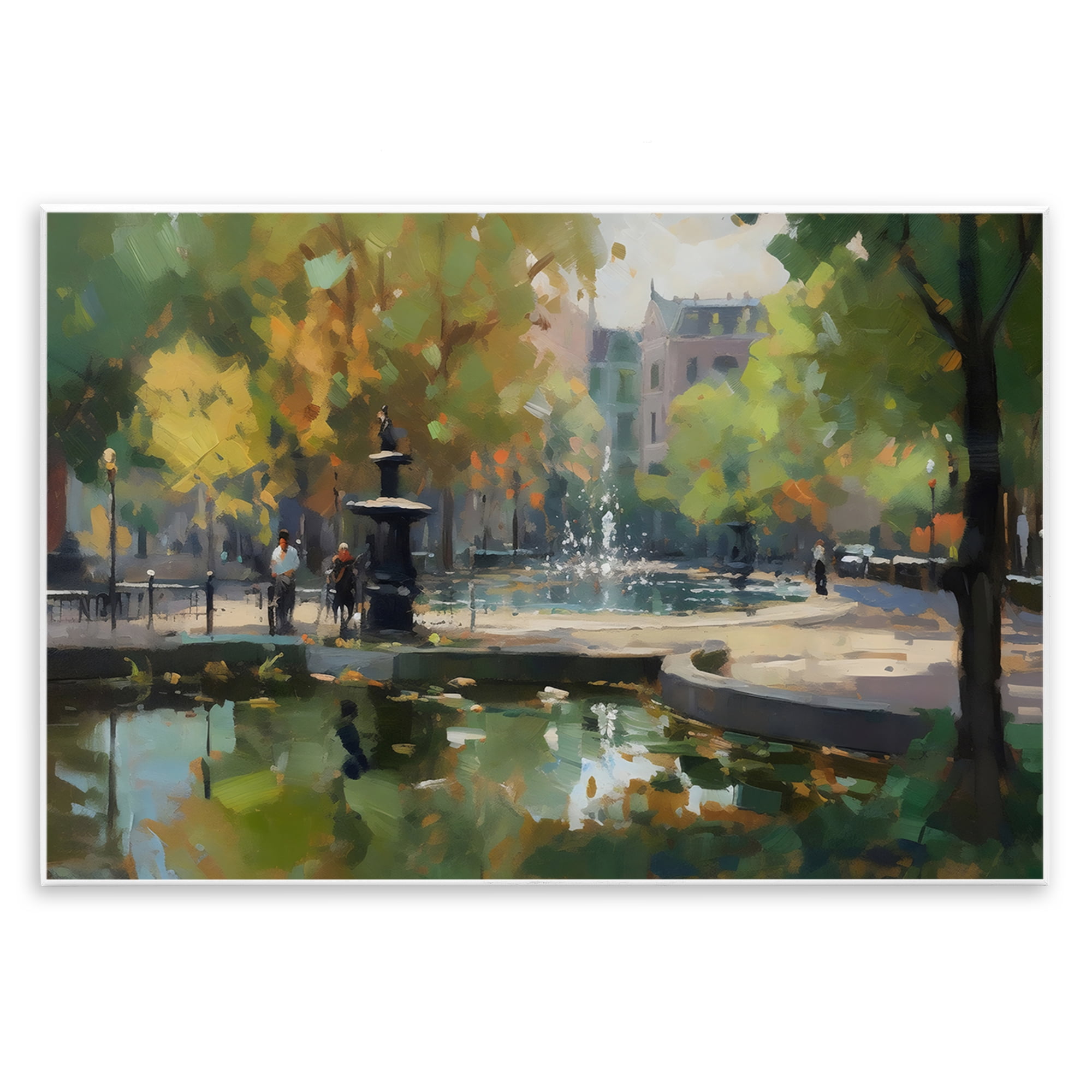 Stupell Industries Autumn Reflections at Park Fountain Wall Plaque Art, design by Creative Studio