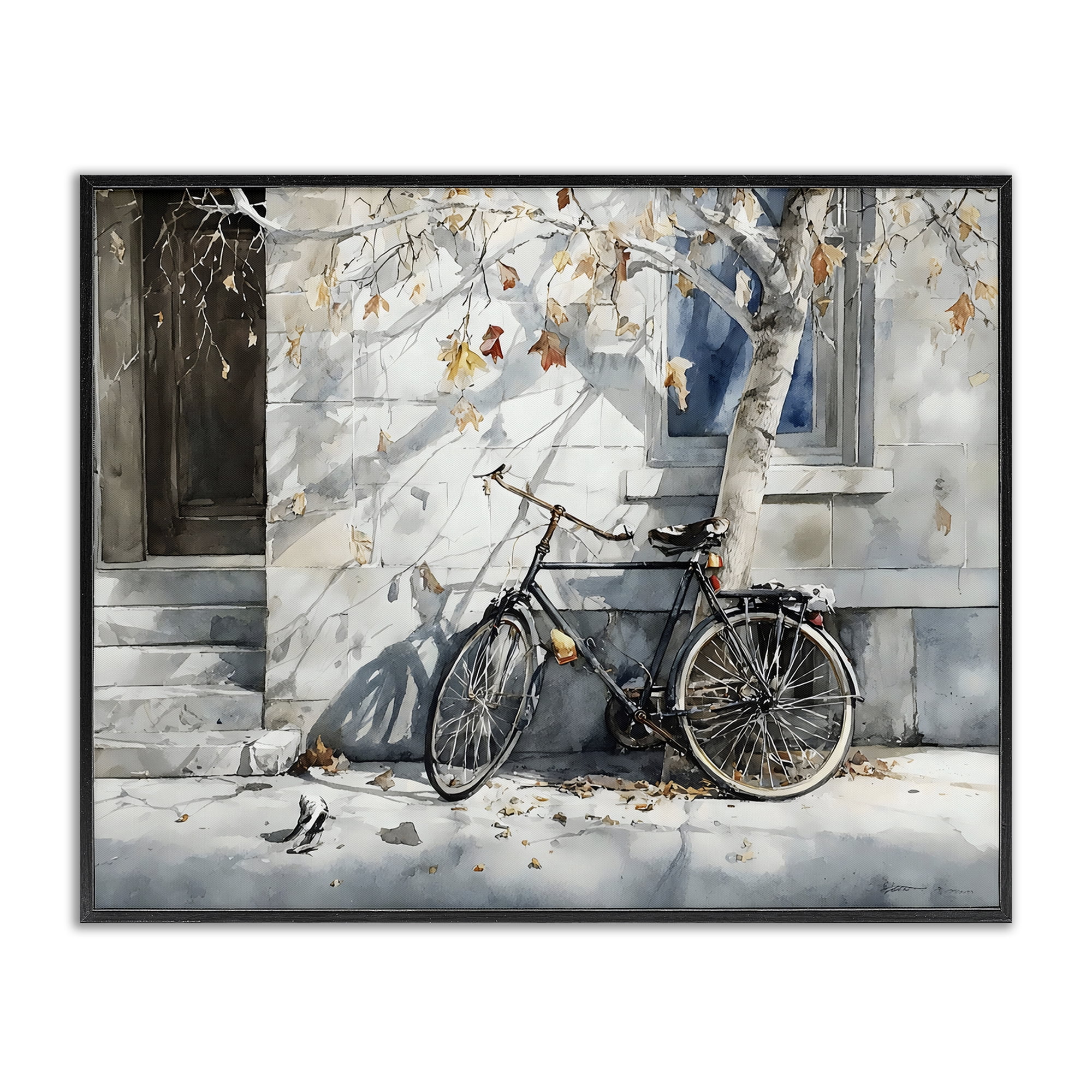 Stupell Industries Autumn Ride on Quiet Street Black Framed Giclee Art, design by Franklyn Gregory