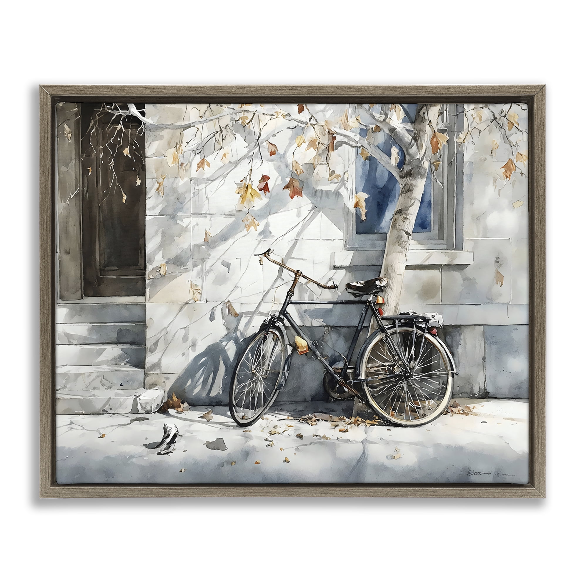 Stupell Industries Autumn Ride on Quiet Street Brown Framed Floater Canvas Wall Art, design by Franklyn Gregory