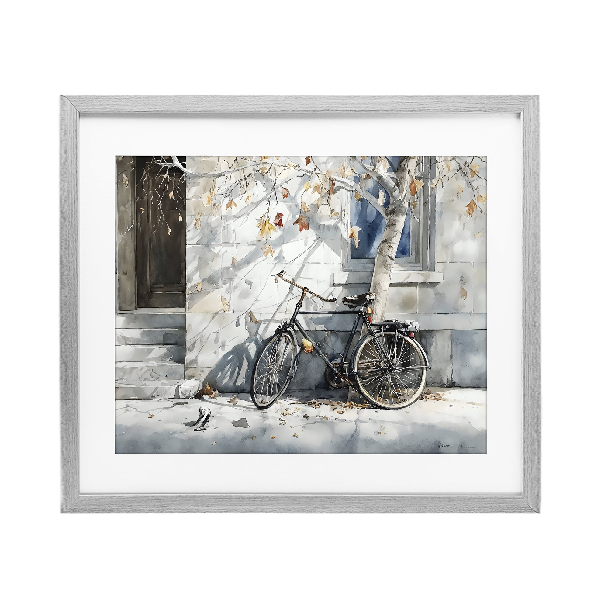 Stupell Industries Autumn Ride on Quiet Street Gray Framed Print Under Glass, design by Franklyn Gregory