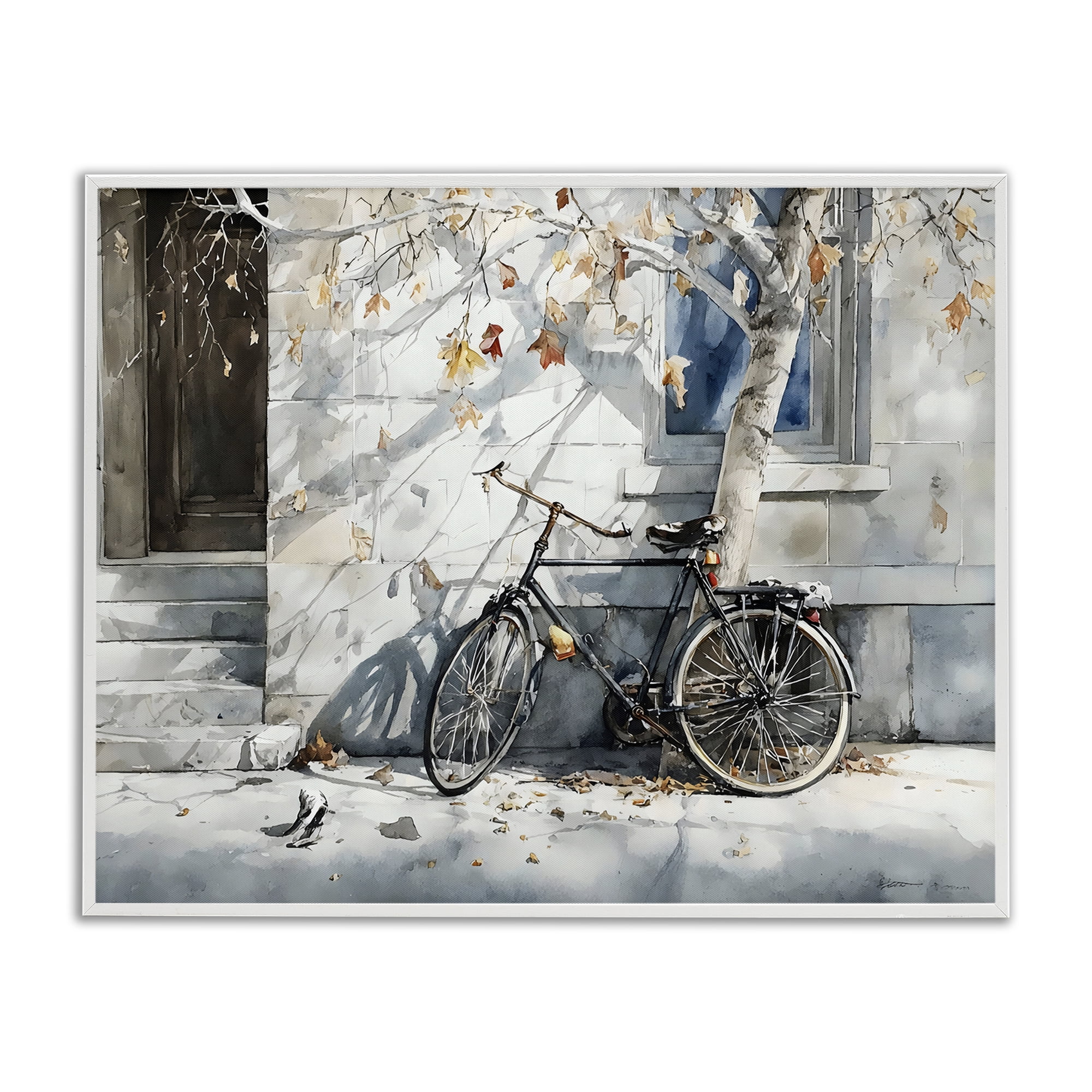 Stupell Industries Autumn Ride on Quiet Street White Framed Giclee Art, design by Franklyn Gregory