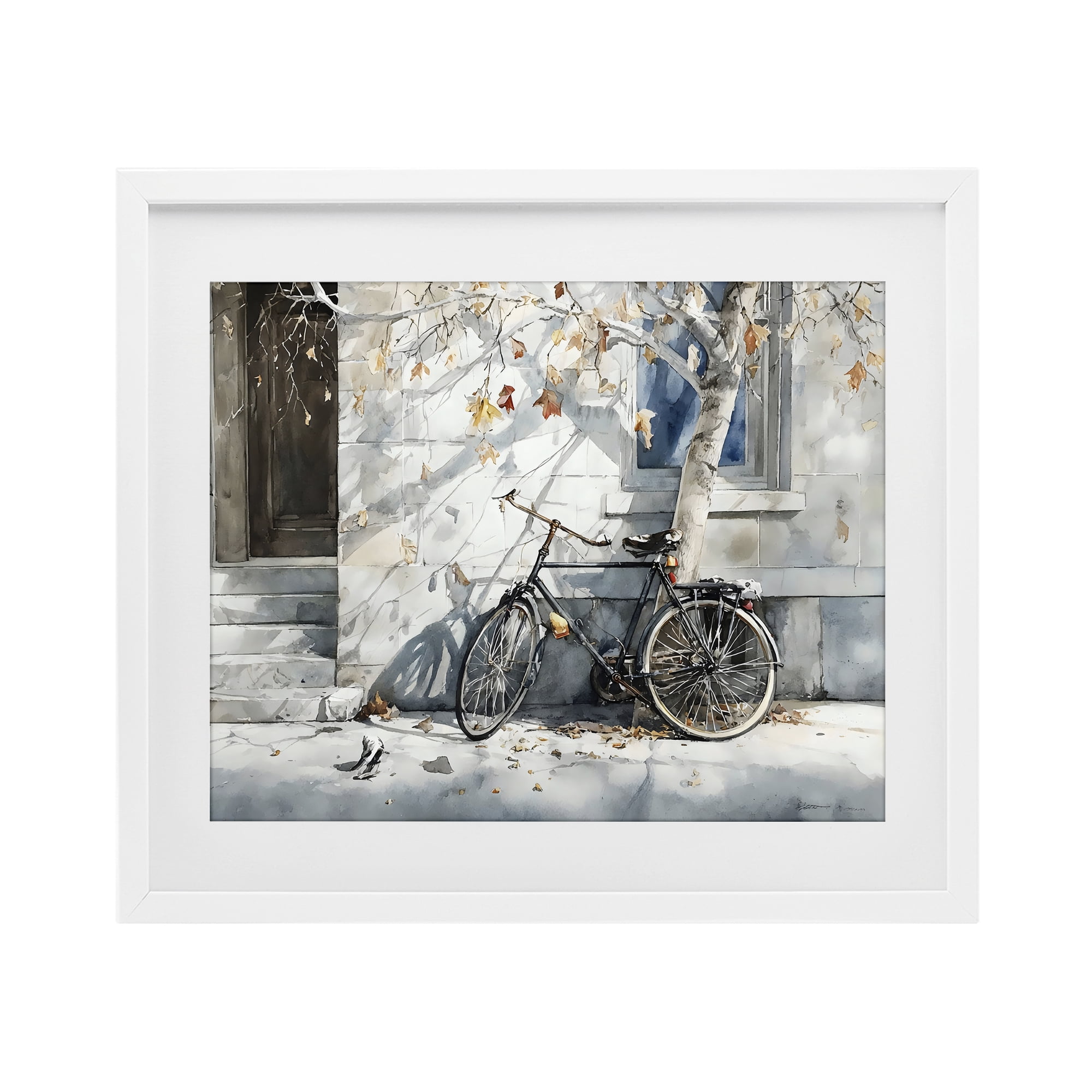 Stupell Industries Autumn Ride on Quiet Street White Framed Print Under Glass, design by Franklyn Gregory