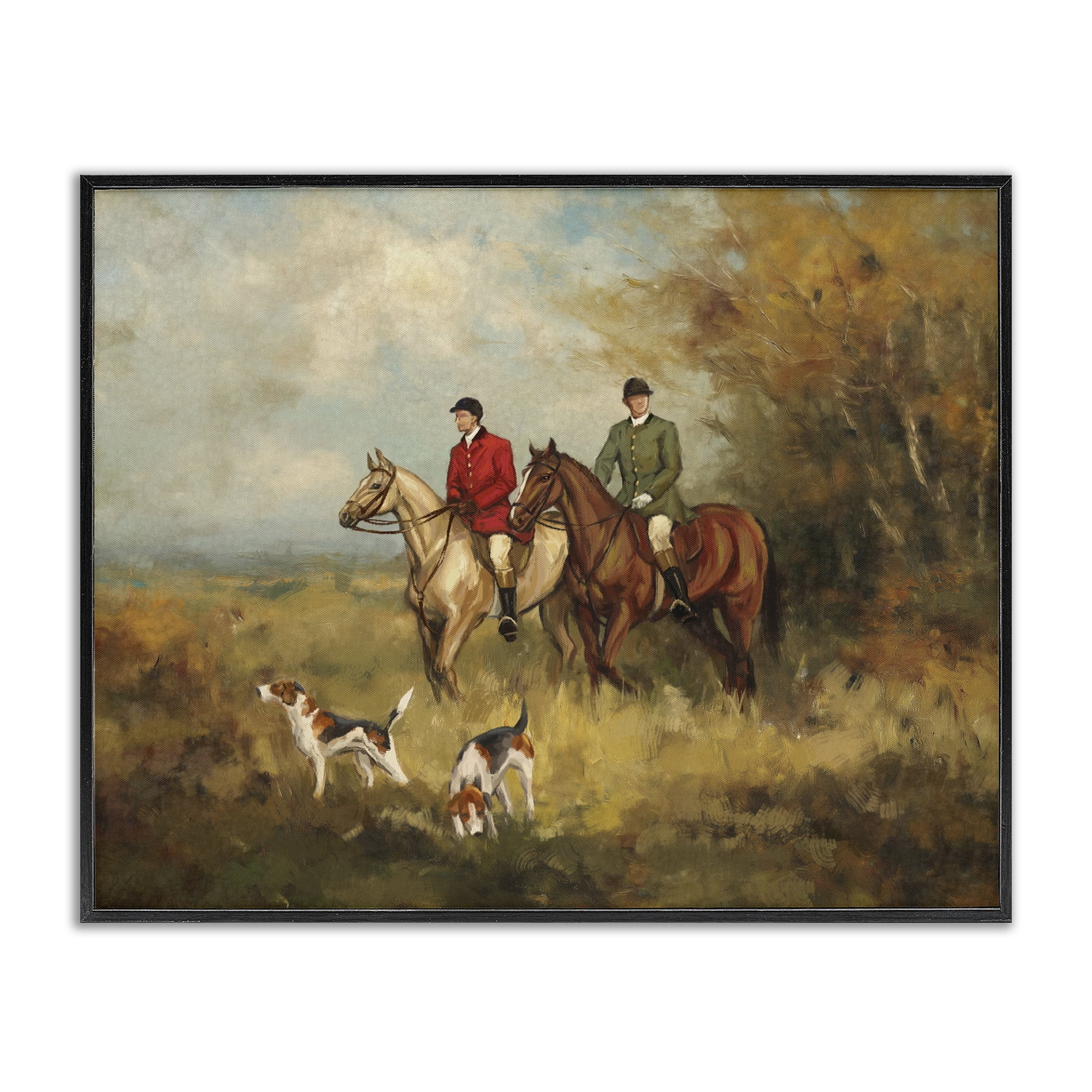 Stupell Industries Autumn Riders with Hounds Black Framed Giclee Art, design by Ziwei Li