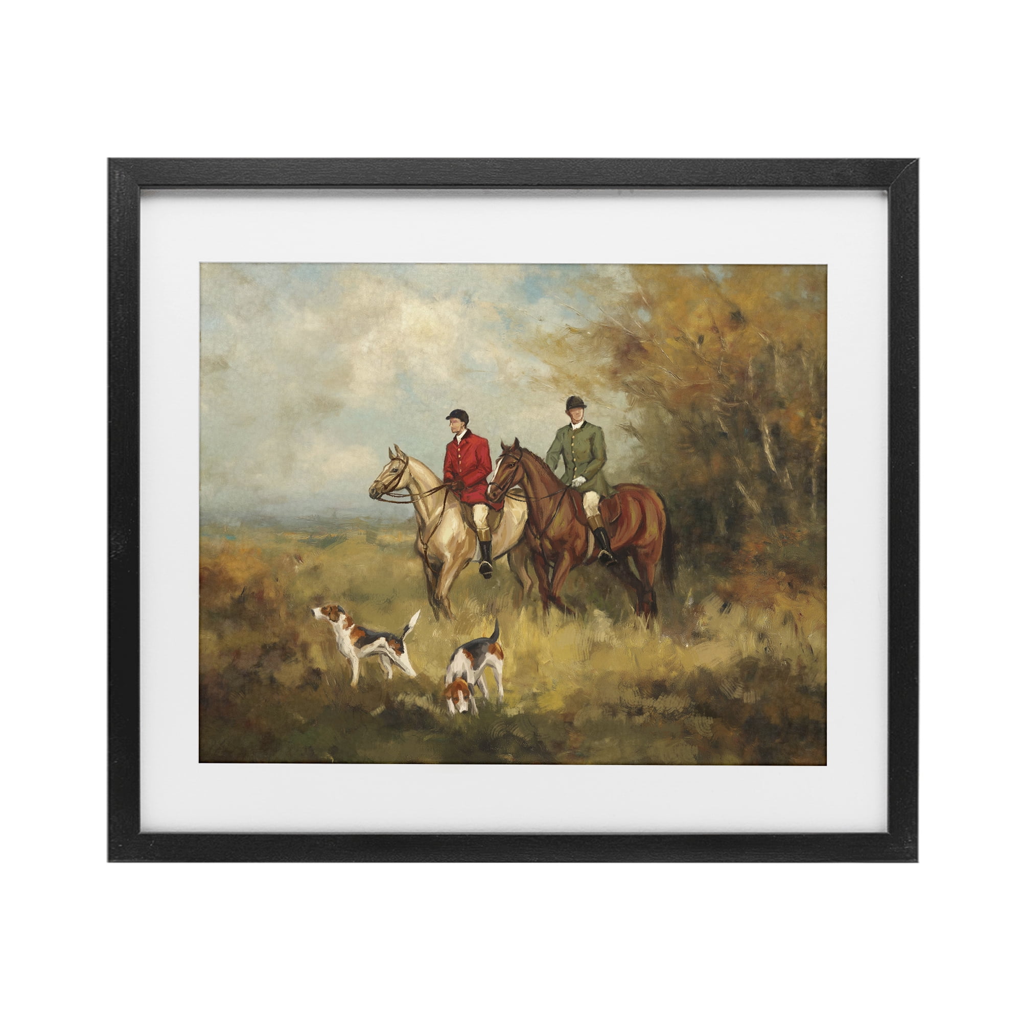 Stupell Industries Autumn Riders with Hounds Black Framed Print Under Glass, design by Ziwei Li
