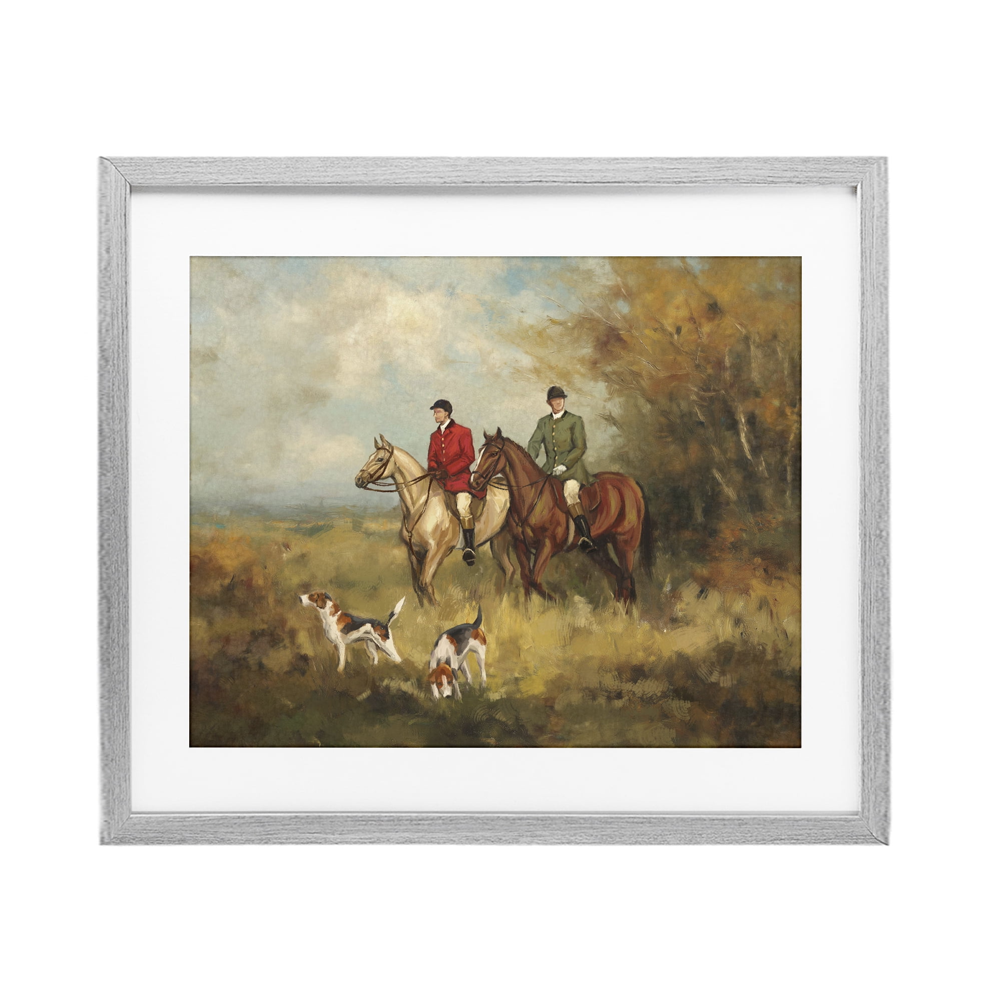 Stupell Industries Autumn Riders with Hounds Gray Framed Print Under Glass, design by Ziwei Li
