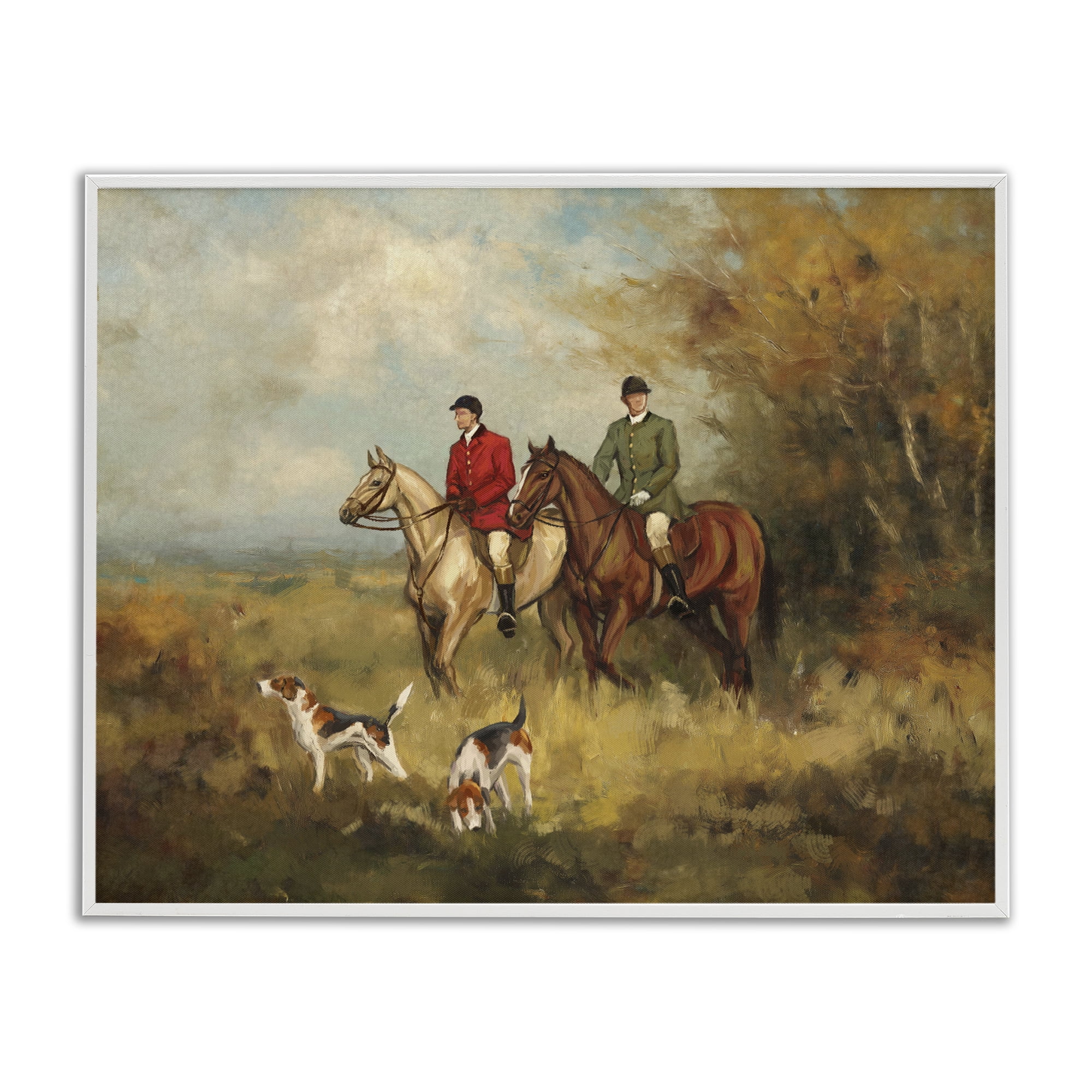 Stupell Industries Autumn Riders with Hounds White Framed Giclee Art, design by Ziwei Li