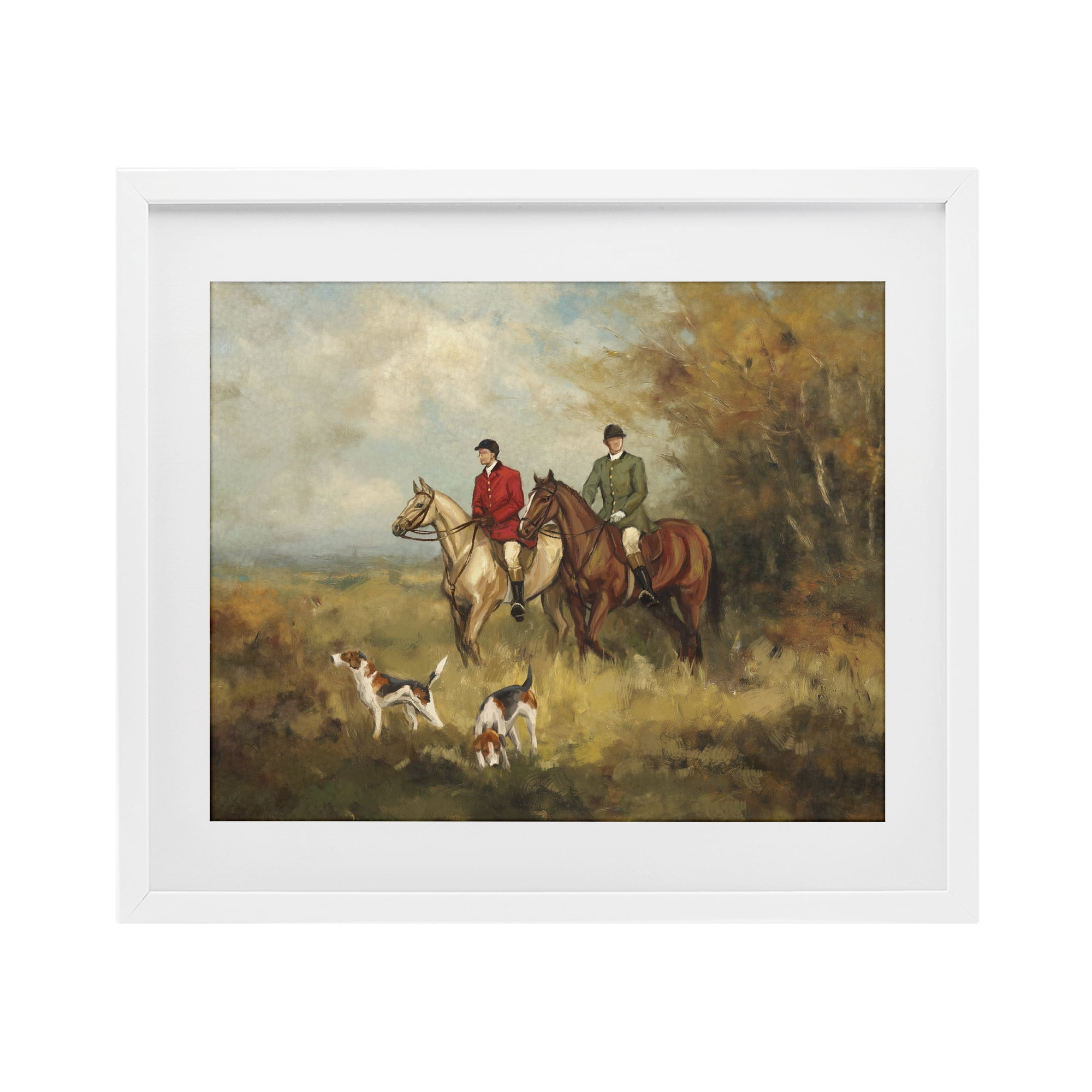 Stupell Industries Autumn Riders with Hounds White Framed Print Under Glass, design by Ziwei Li
