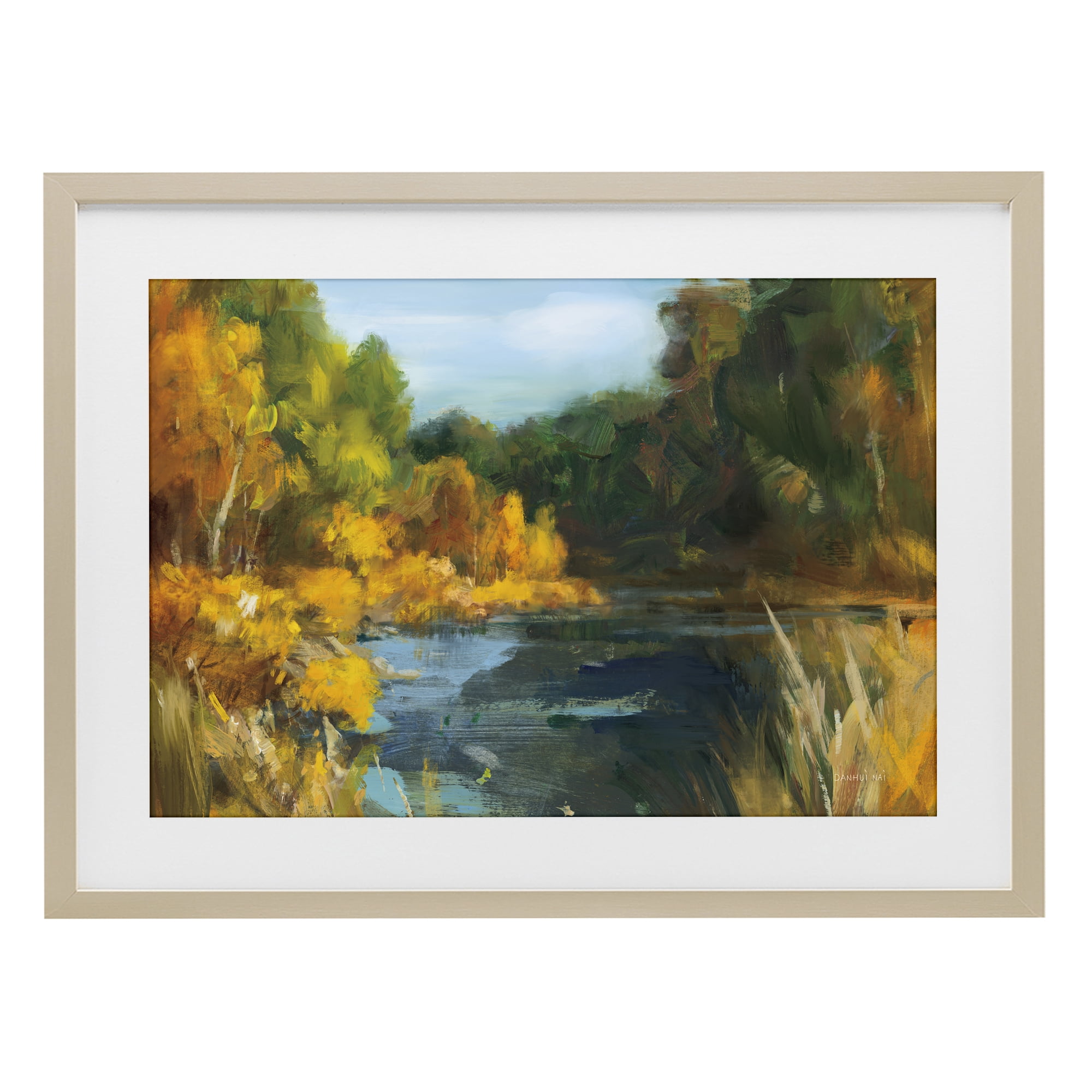 Stupell Industries Autumn River Bend Abstract Birch Framed Print Under Glass, design by Danhui Nai