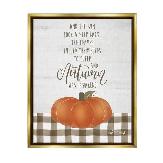 Stupell Industries Autumn Seasonal Phrase Inspirational Painting Gold Floater Framed Art Print Wall Art, 25 x 31