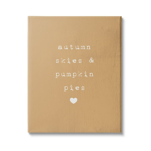 Stupell Industries Autumn Skies Pumpkin Pies Phrase Over Orange Graphic Art Gallery-Wrapped Canvas Print Wall Art, 16x20, by Daphne Polselli