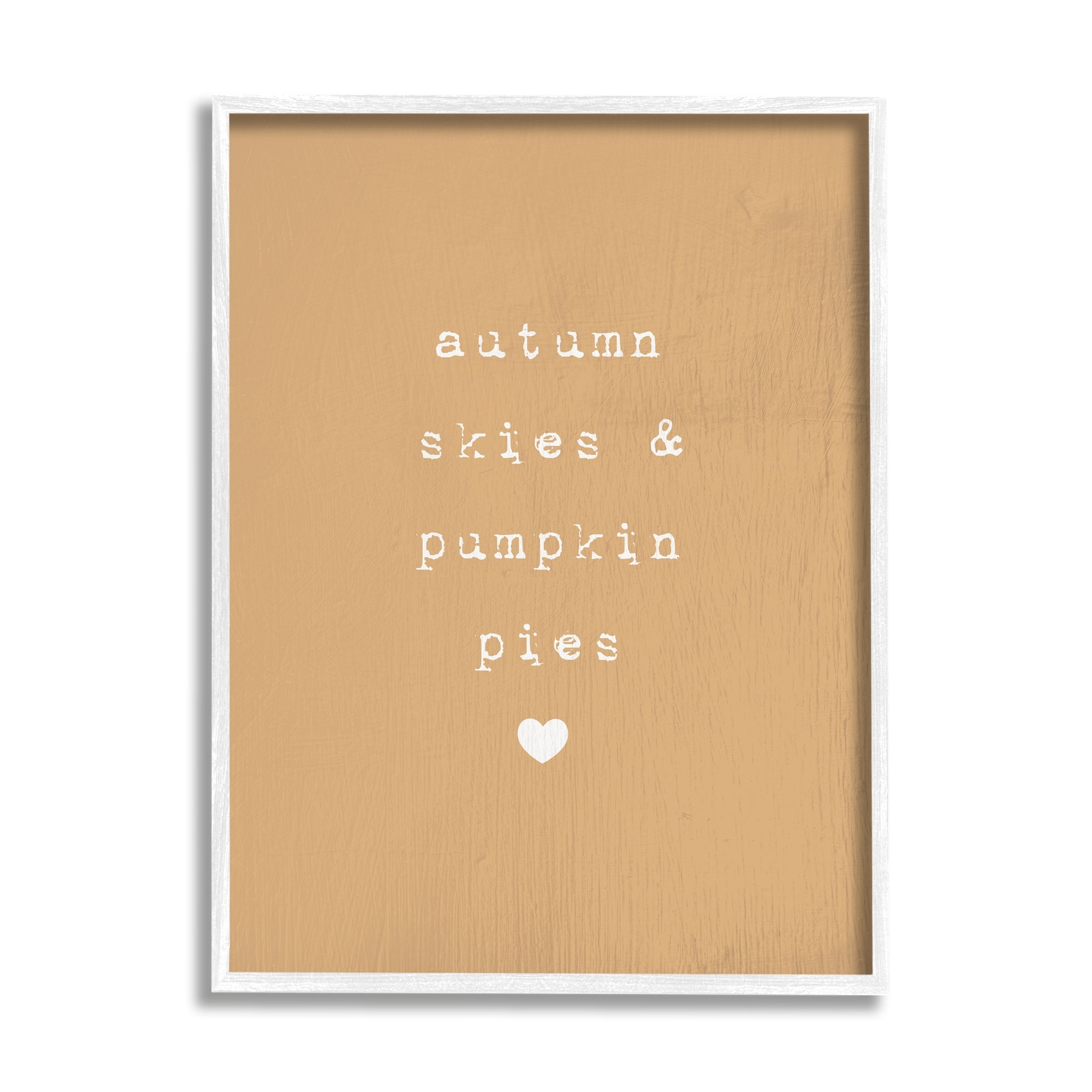 Stupell Industries Autumn Skies Pumpkin Pies Phrase Over Orange Graphic Art White Framed Art Print Wall Art, 16x20, by Daphne Polselli