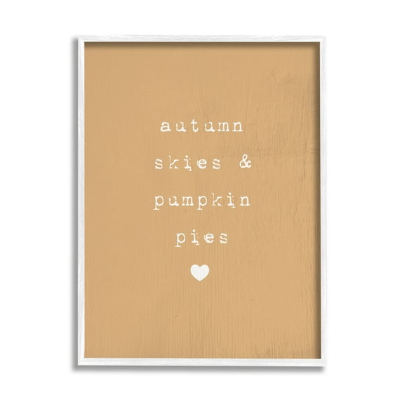 Stupell Industries Autumn Skies Pumpkin Pies Phrase Over Orange Graphic Art White Framed Art Print Wall Art, 16x20, by Daphne Polselli