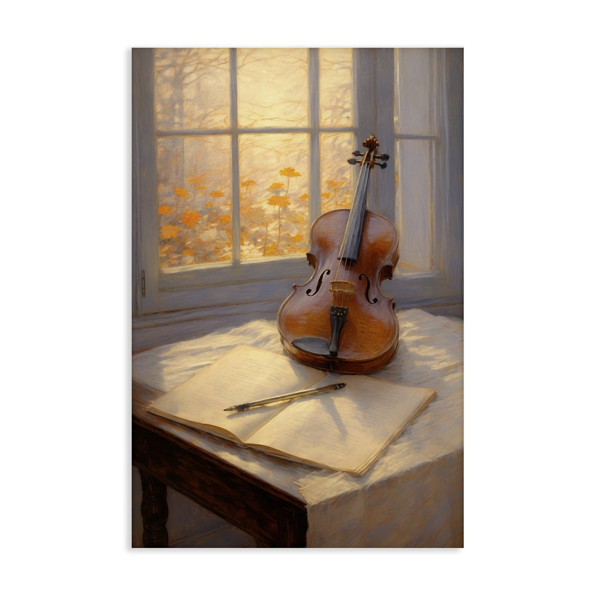 Stupell Industries Autumn Sunlit Violin Canvas Wall Art, design by Angie Hawke