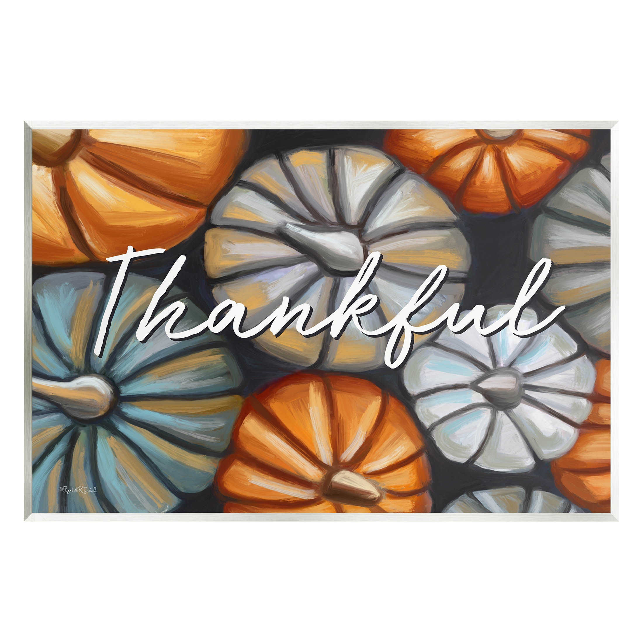 Stupell Industries Autumn Thankful Pumpkins Phrase Graphic Art Unframed Art Print Wall Art, Design by Elizabeth Tyndall