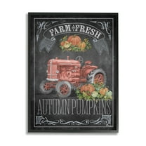 Stupell Industries Autumn Tractor Chalkboard Transportation Painting Black Framed Art Print Wall Art, 11 x 14