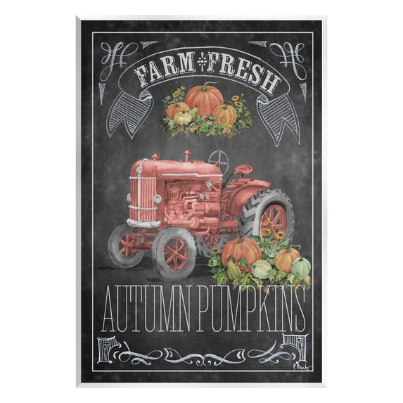Stupell Industries Autumn Tractor Chalkboard Transportation Painting Unframed Art Print Wall Art, 10 x 15
