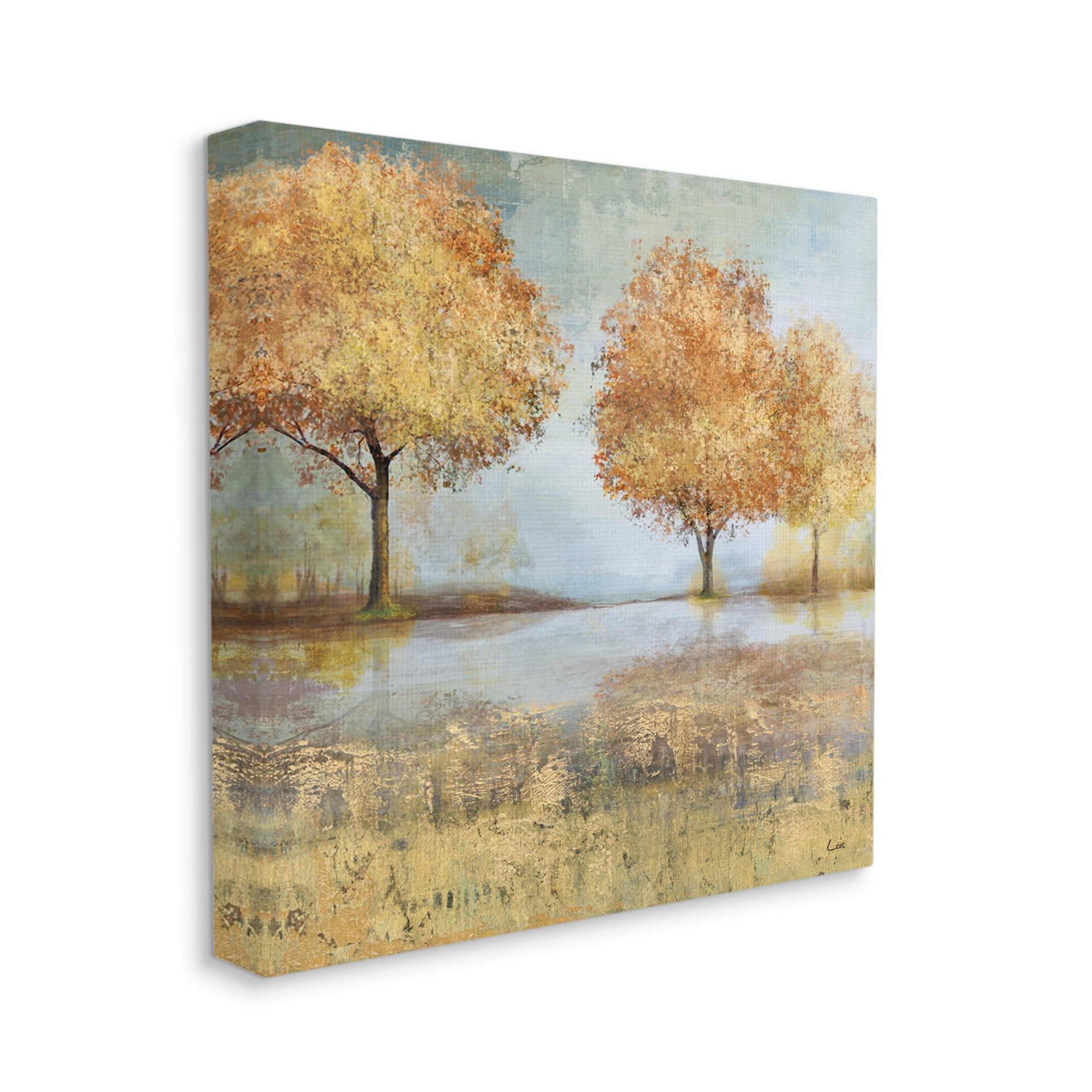 Stupell Industries Autumn Trees by Lake Countryside Landscape,36 x 36,Designed by Carson Lyons