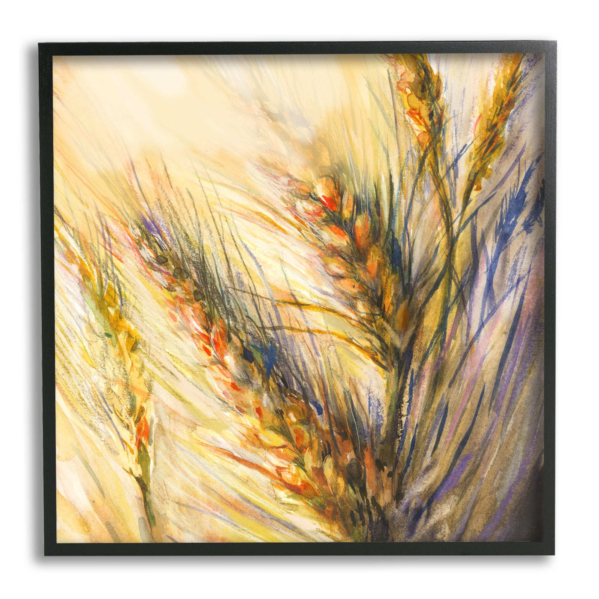 Stupell Industries Autumn Wheat Painting Botanical & Floral Painting Black Framed Art Print Wall Art, 12 x 12