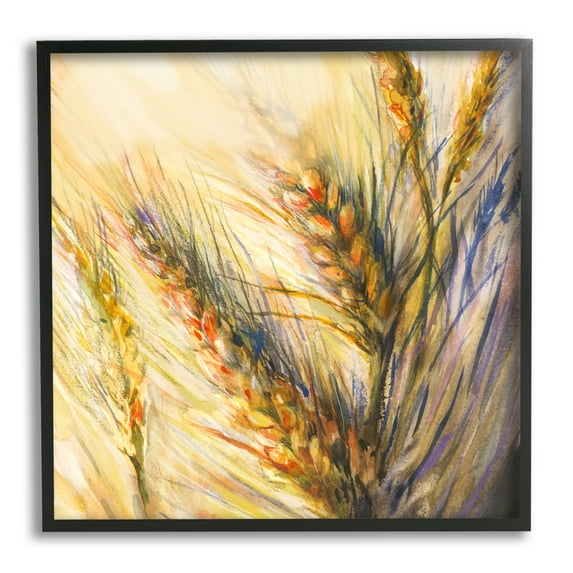 Stupell Industries Autumn Wheat Painting Botanical & Floral Painting Black Framed Art Print Wall Art, 17 x 17