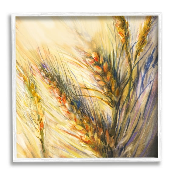 Stupell Industries Autumn Wheat Painting Botanical & Floral Painting White Framed Art Print Wall Art, 17 x 17