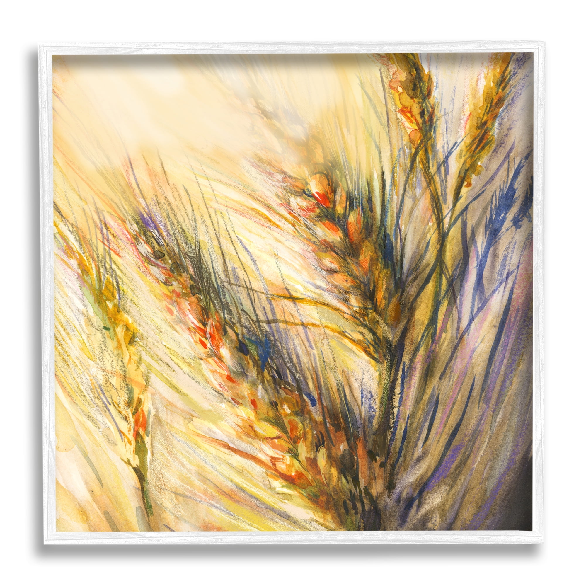 Stupell Industries Autumn Wheat Painting Botanical & Floral Painting White Framed Art Print Wall Art, 24 x 24