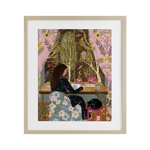 Stupell Industries Autumn Window Relaxing View Birch Framed Print Under Glass design by Mia Charro, 16 x 13