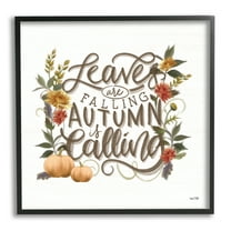 Stupell Industries Autumn is Calling Phrase Inspirational Painting Black Framed Art Print Wall Art, 12 x 12