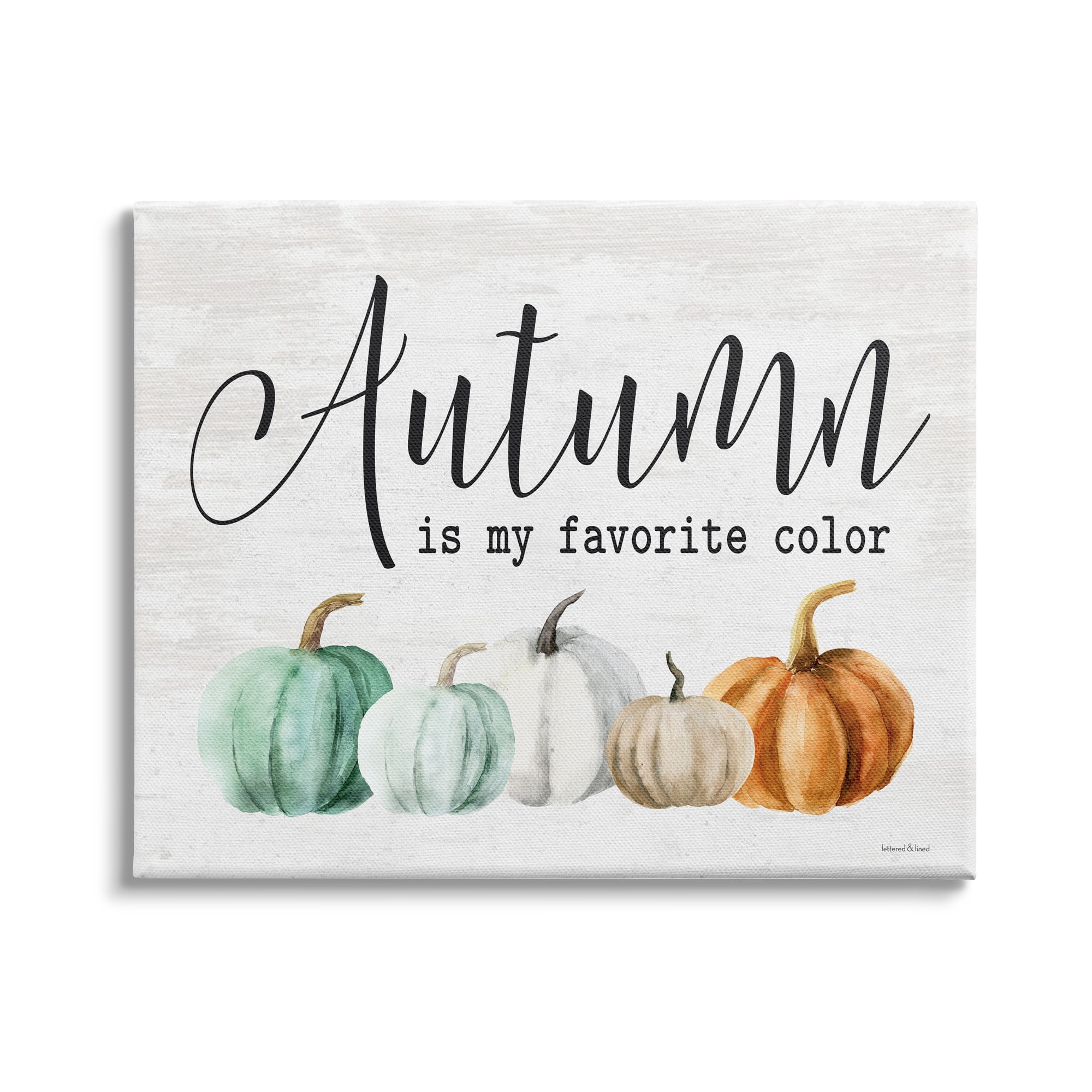 Stupell Industries Autumn's My Favorite Color Phrase Green Orange Pumpkins, 20 x 16, Design by Lettered and Lined