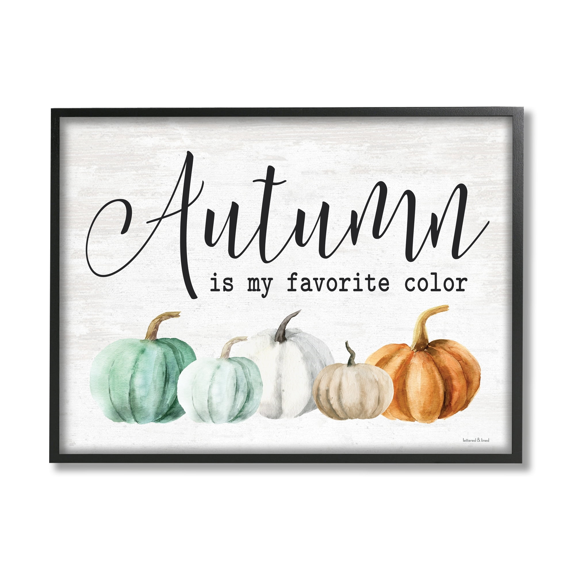 Stupell Industries Autumn's My Favorite Color Phrase Green Orange Pumpkins, 30 x 24, Design by Lettered and Lined