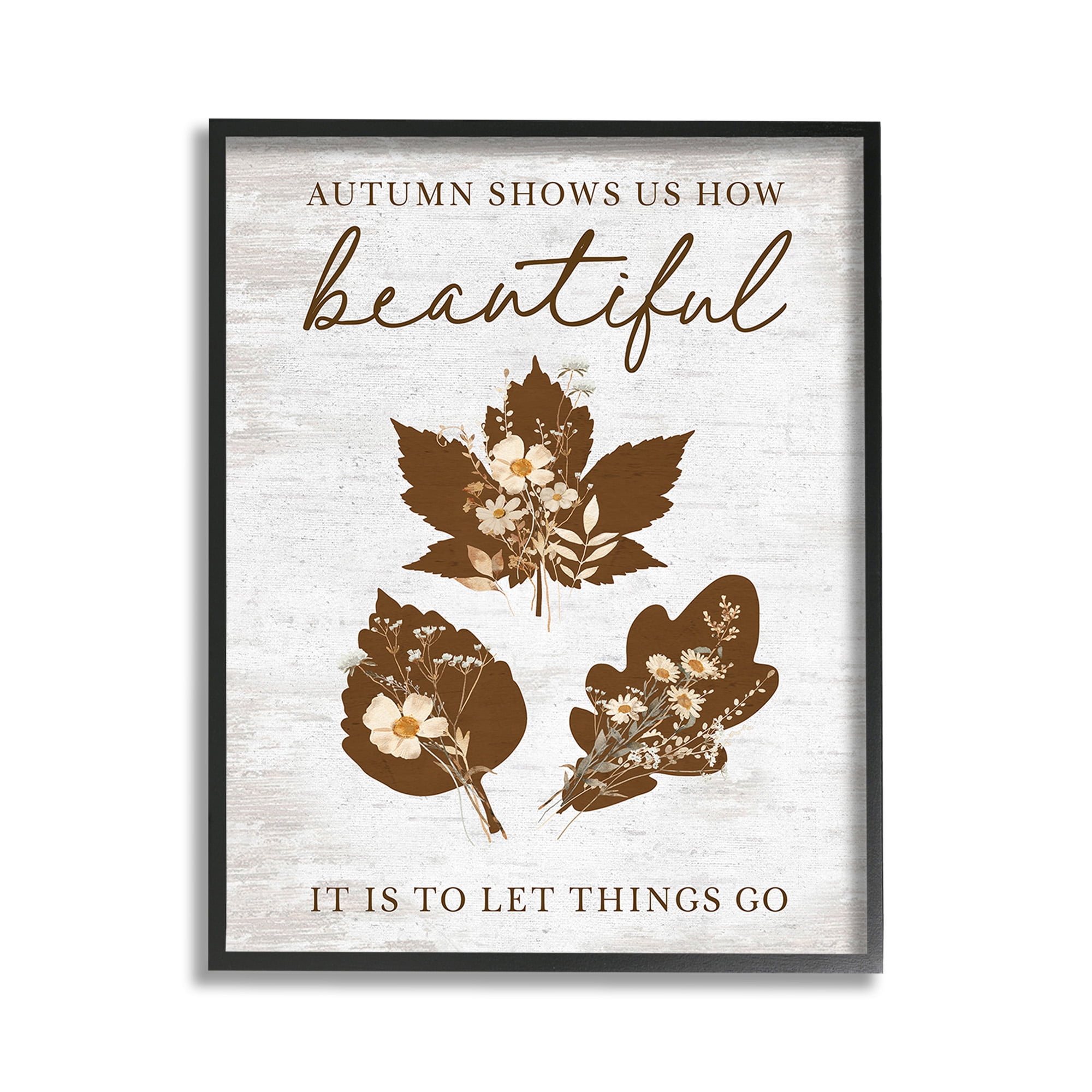 Stupell Industries Autumnal Beauty Phrase Botanical & Floral Painting Black Framed Art Print Wall Art, 11 x 14