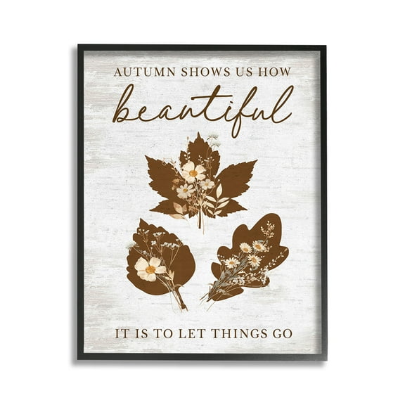 Stupell Industries Autumnal Beauty Phrase Botanical & Floral Painting Black Framed Art Print Wall Art, 11 x 14