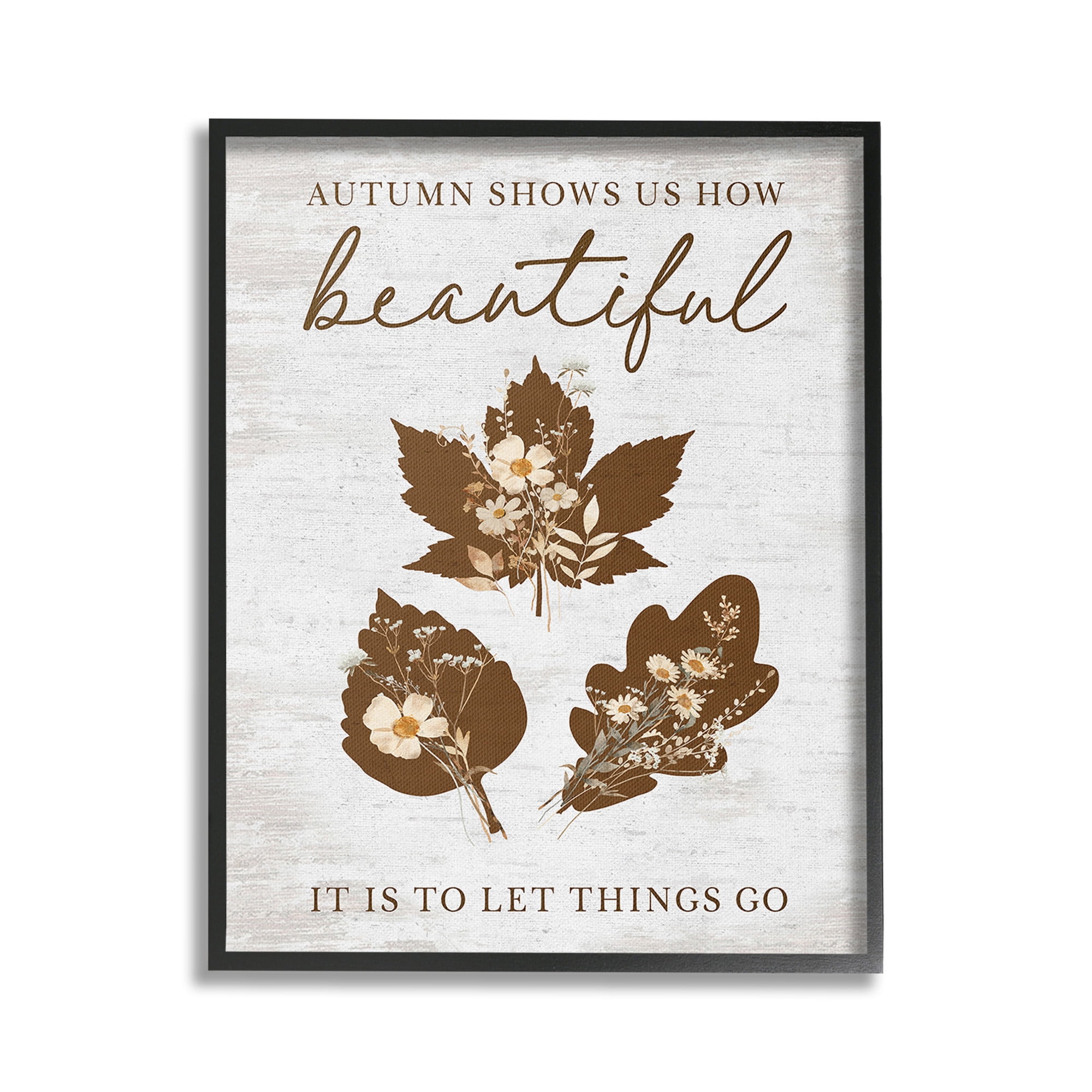 Stupell Industries Autumnal Beauty Phrase Botanical & Floral Painting Black Framed Art Print Wall Art, 24 x 30